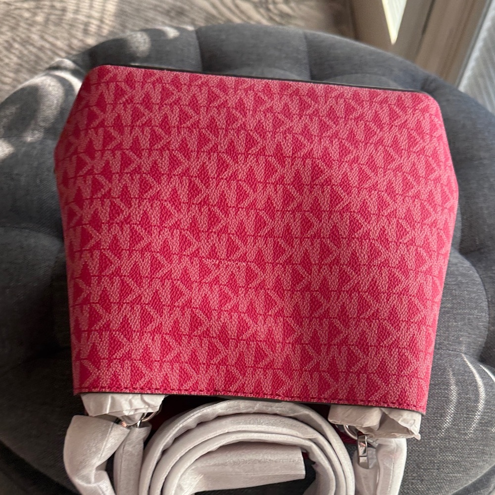 Michael Kors Red Shoulder Bag Dark Raspberry Framboise Noire - Picture 4 of 7